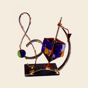 Miniature Musical Dreidel - Glass, Steel, and Copper