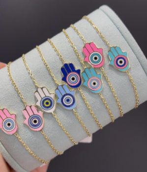Colorful Enamel Hamsa Bracelet