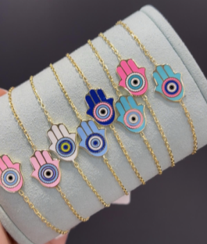 Colorful Enamel Hamsa Necklace 