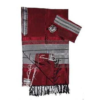 Gabrieli Silk Tallit - Dark Red