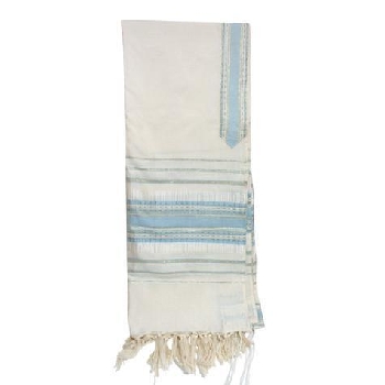 Gabrieli silk Tallit - Blue on white