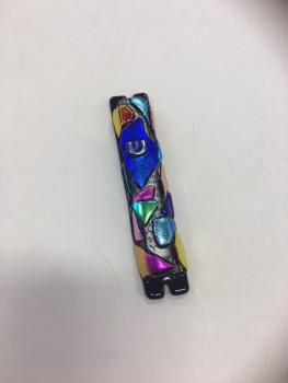 Multi Color Black Glass Mezuzah