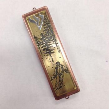 Ski Mezuzah Bronze