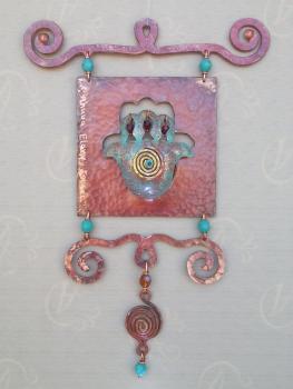 Hamsa Wall Tile by Ahuva Elany - Copper