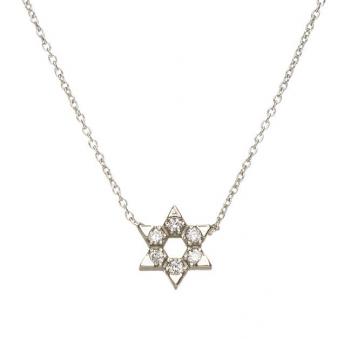 Star of David, 14k White Gold with Diamonds, Small 