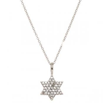 Star of David, 14k White Gold with Diamonds, FS 