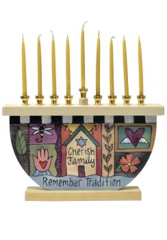 Chag Sameach Wooden Menorah
