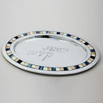 Shabbat Tray with Inlay Tiles