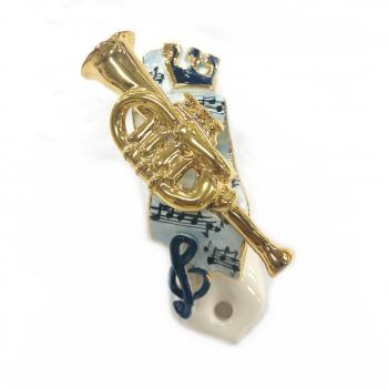 Trumpet Mezuzah-Painted Porcelain