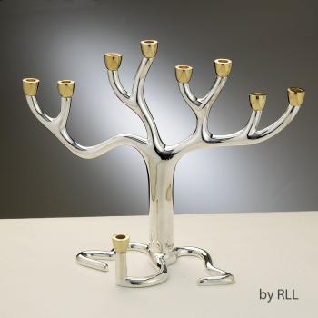 Tree of Life Menorah Silverplate with Gold