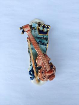 Violin Mezuzah - Painted Porcelain