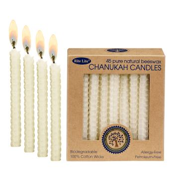 Natural Beeswax Chanukah Candles-White