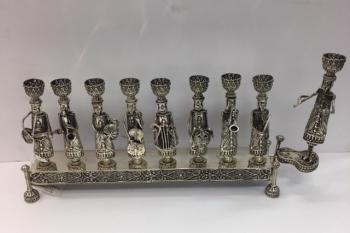 Silver Yemenite Musicians Menorah