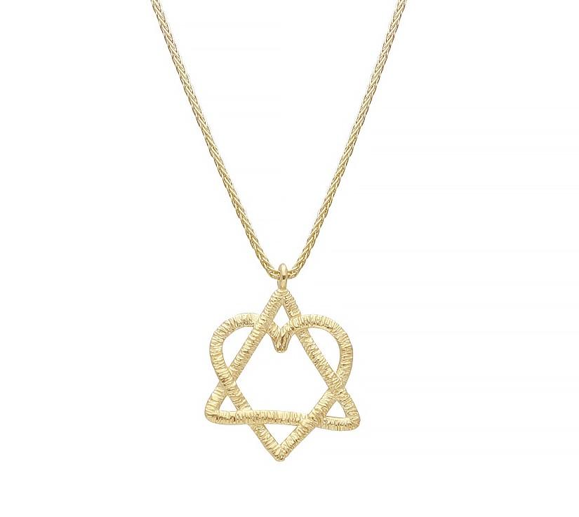 Israel Museum x Shalom House 14kt Gold Heart Hugging Star Pendant 