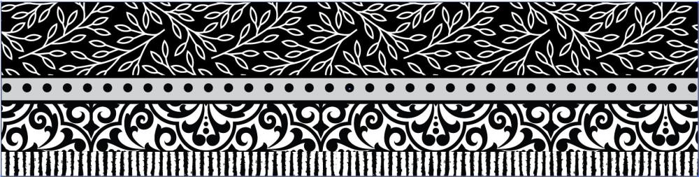 Black and White Table Runner Vines