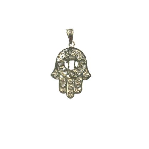 14kt Hamsa with Chai