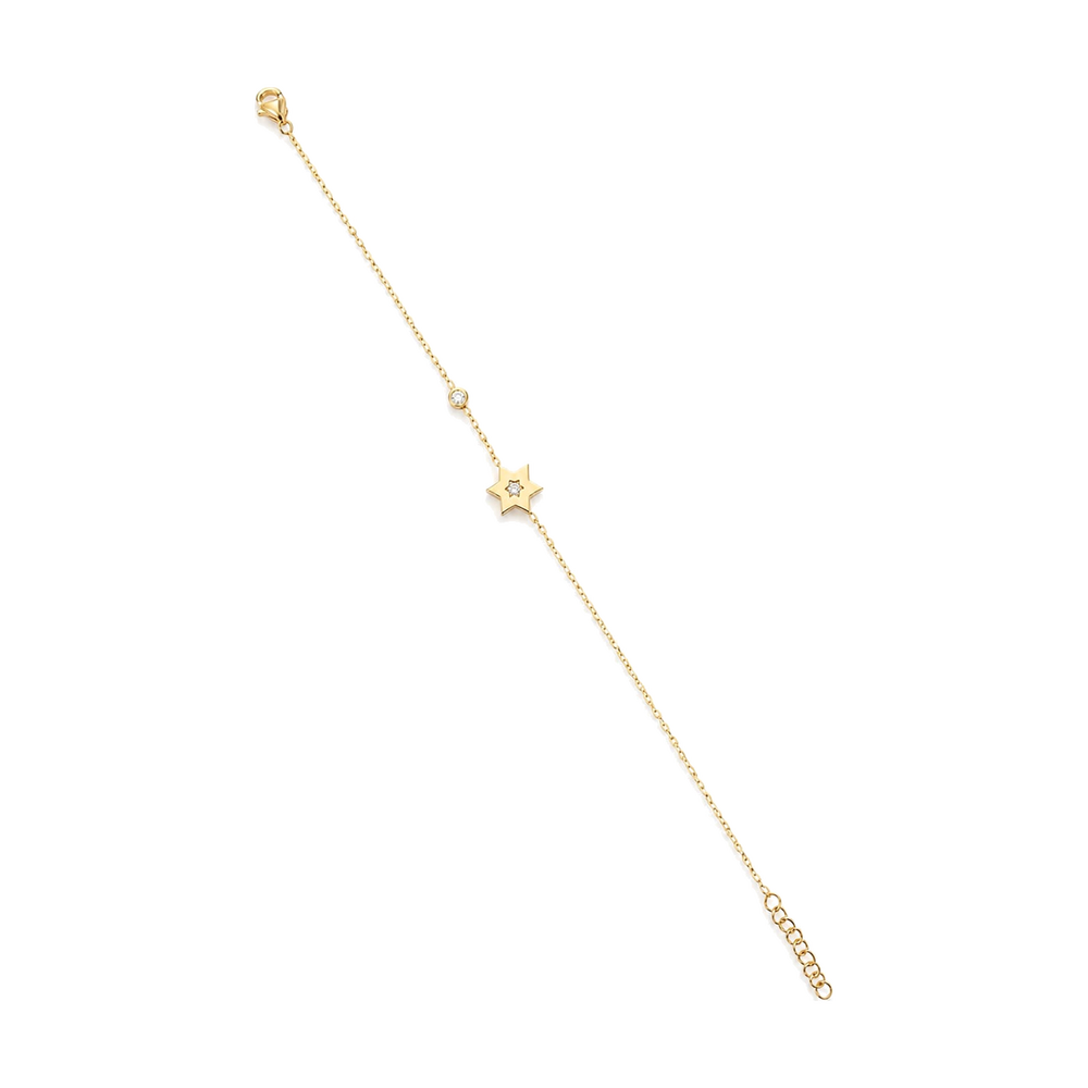 14k Gold Star of David with Diamond Bracelet