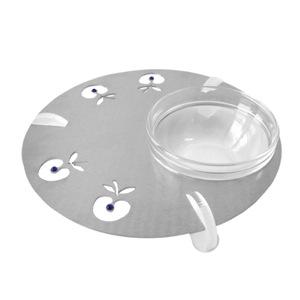 Cut-Out Apple and Honey Dish - Aluminum and Glass