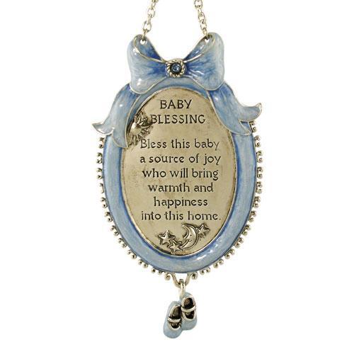 Baby Blessing in Painted Enamel - Boy by Quest Collection