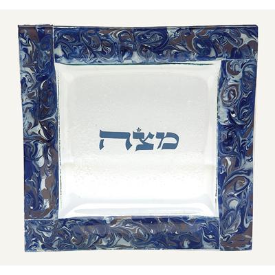 Marbled Blue & Grape Matzah Tray