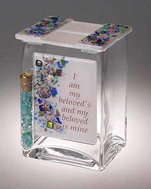 Beloved Tzedakah with Tube for Shards - Glass