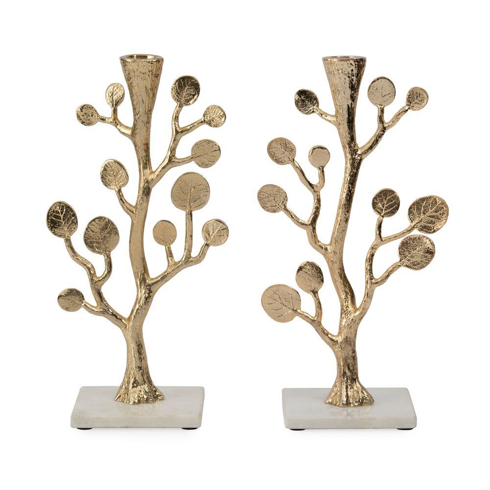 Botanical Leaf Gold Candleholders