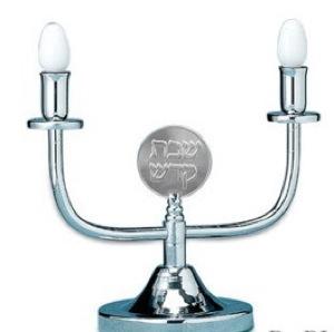 Electric Shabbat Candlesticks - Chrome