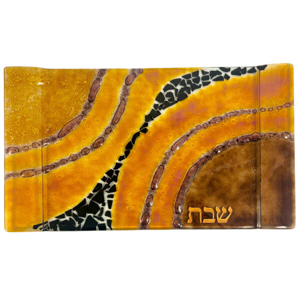 Fused Glass Challah Tray - Topaz