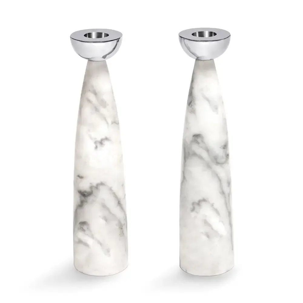 Coluna Candle Holders - Marble & Silver