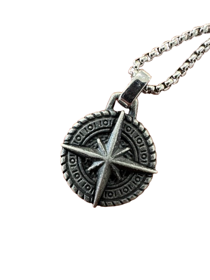 May God Bless and Protect You Compass Necklace