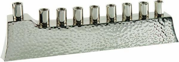 Modern Sleek Silver hammered menorah