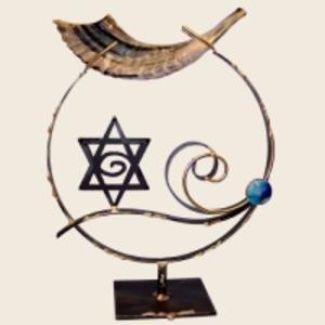 Large Shofar Holder - Glass, Steel, and Copper
