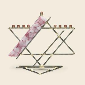Glass Ribbon Star Menorah - Glass, Steel, and Copper