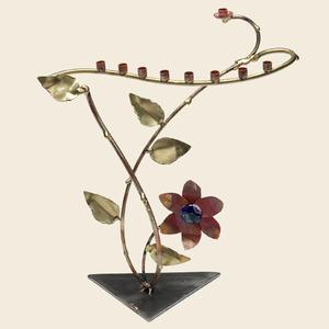 Large Tree of Life Menorah - Glass, Steel, and Copper