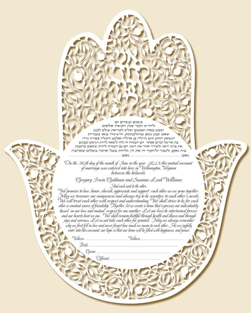Hamsa Beige Ketubah