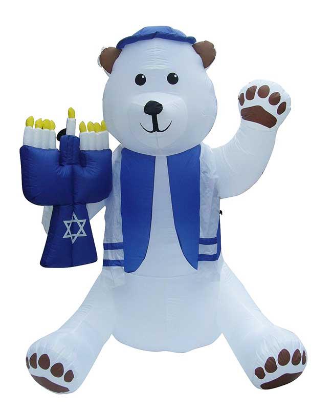 Blowup Lawn Airblown Inflatable Bear Holding Menorah - 7'Tall