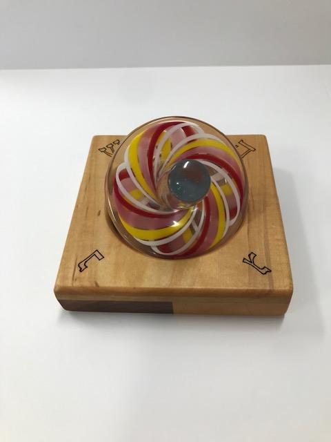 Glass Dreidel With Wooden Base