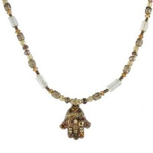 Small Gold Beaded Hamsa - Metal