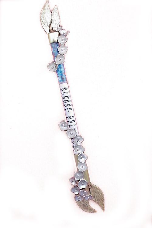 Floral Wings Silver Mezuzah M210-W by S.D Cooper