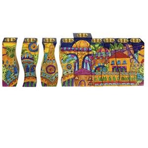 Jerusalem Menorah - Painted Wood