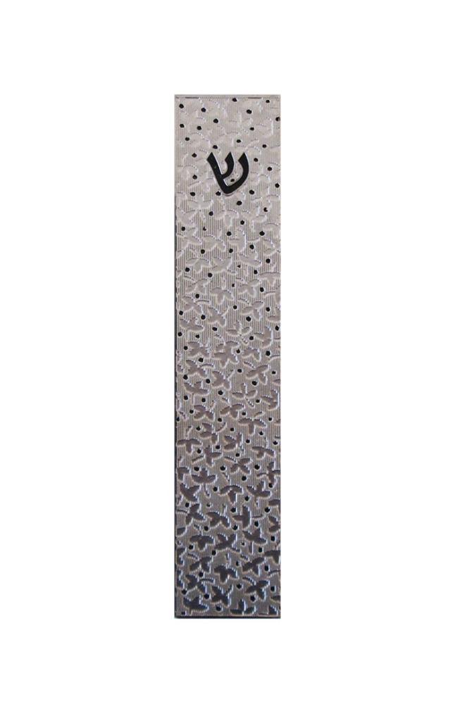 Leaf Pattern Stainless Steel Mezuzah by Metalace Art