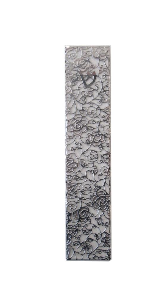 Rose Stainless Steel Mezuzah by Metalace Art
