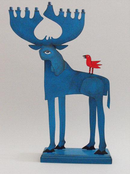 Moose Menorah - Metal and Wood