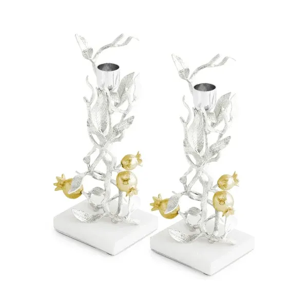Pomegranate Candle Holders Silver & Gold