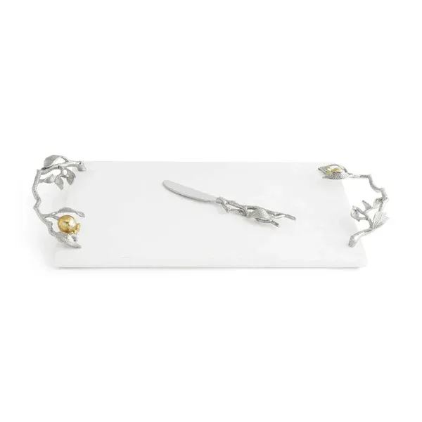 Pomegranate Silver & Gold Challah Tray