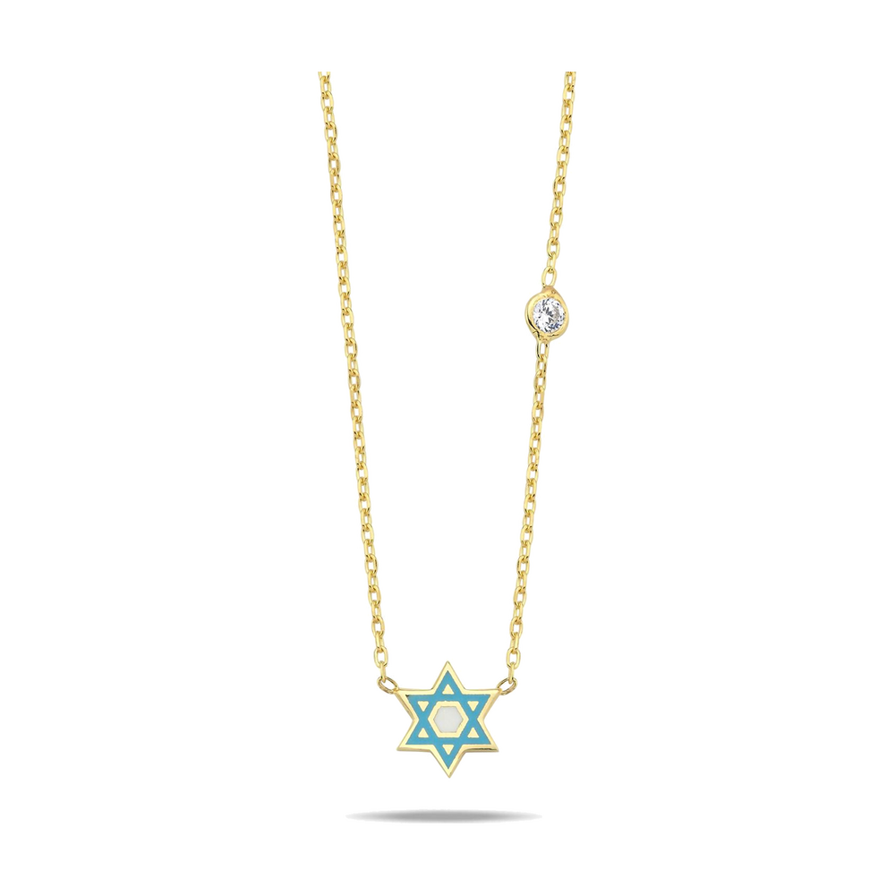 Gold-plated Sterling Silver Enamel Star of David Necklace