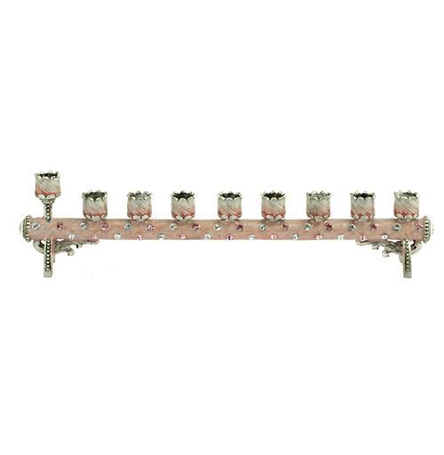Children's Menorah Petite Cylindrical PinkSilver MEN05D by Quest Gifts