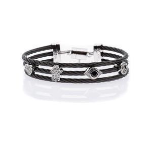 Lucky Protection Triple Cable Bracelet - Stainless Steel