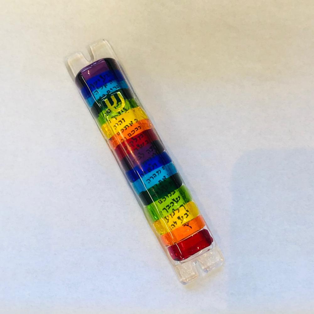 Rainbow Mezuzah Thin Stripes