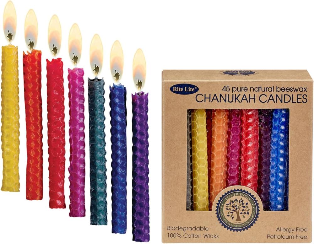 Natural Beeswax Chanukah Candles-Rainbow